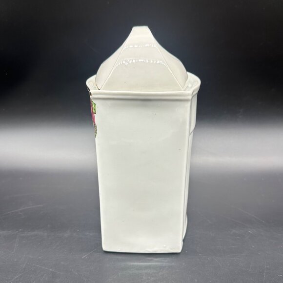 Antique German Barley Canister Pink Roses Floral Kitchen Storage Pink Flowers - Picture 4 of 11